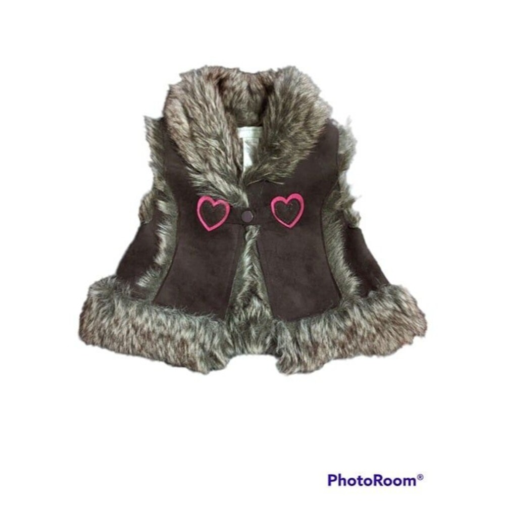 Girl's First Impressions Play Faux Fur & Faux Leather Vest, 18 Months